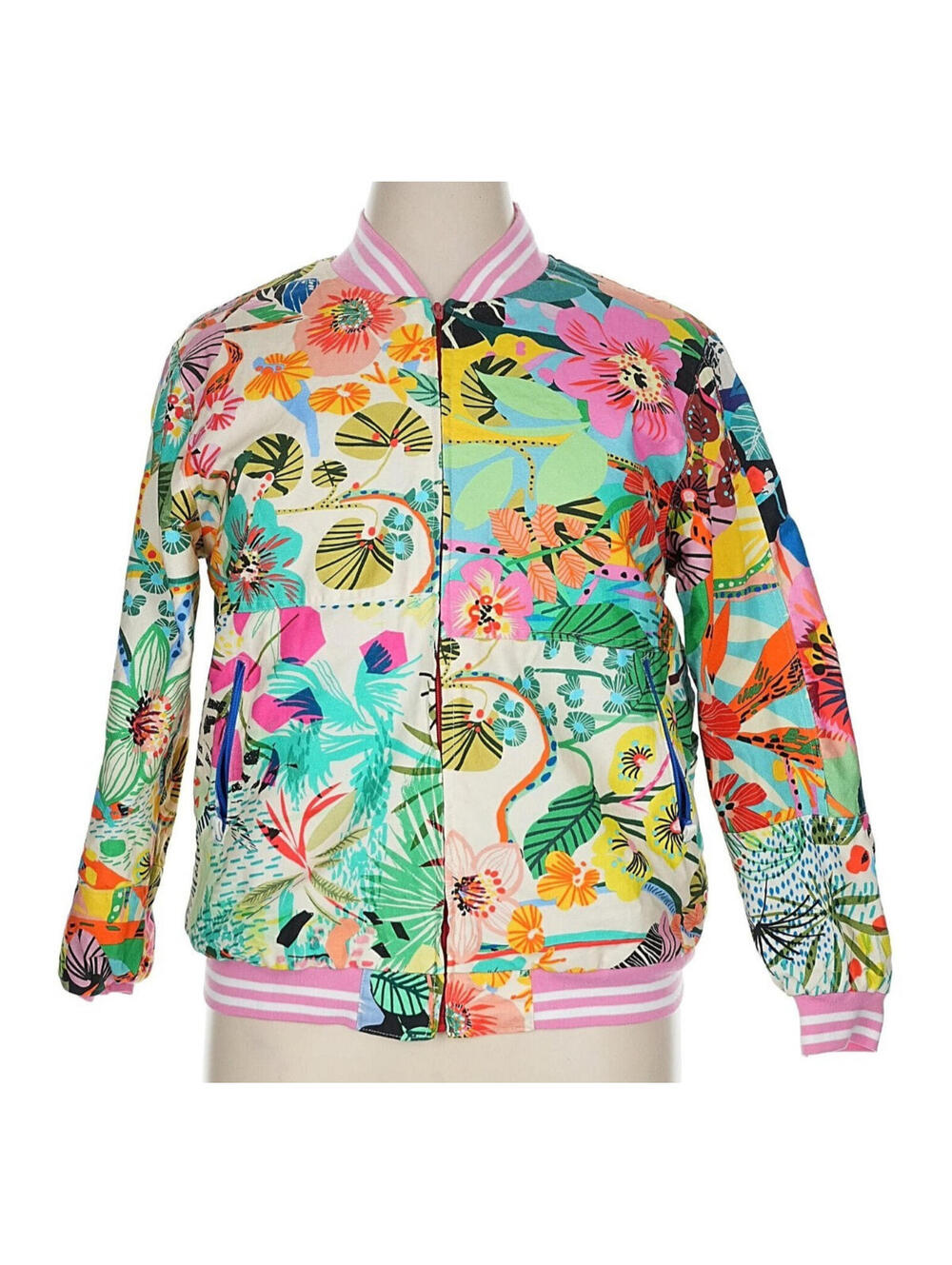 Kitty McCall + The Stitchist Colorful Maximalist  Handmade ZipUp Varsity Jacket
